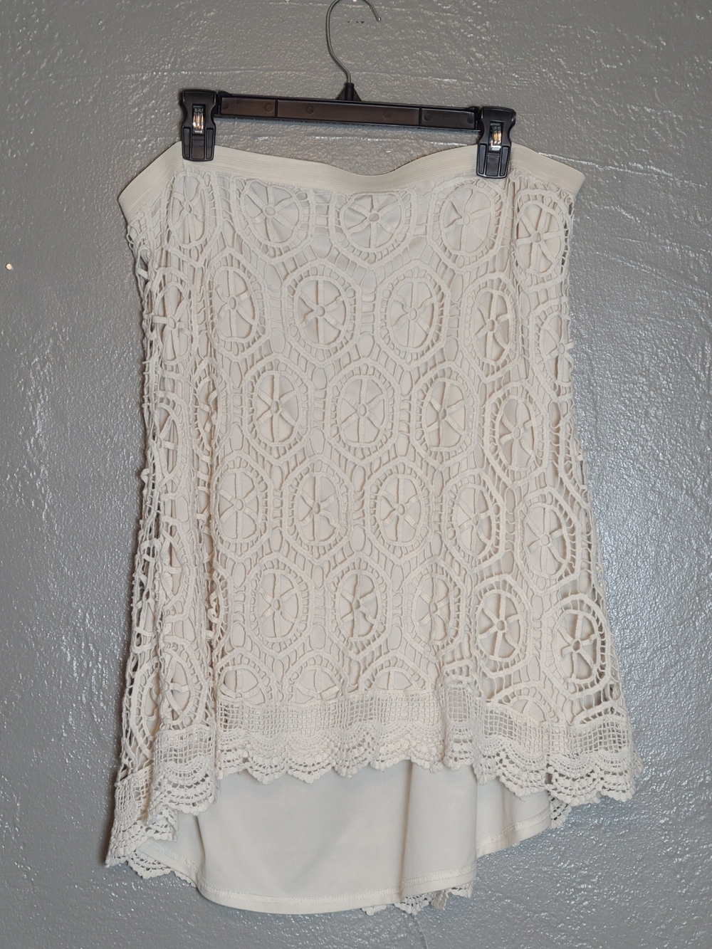 Cato Womens Delicate Cream Crochet Midi Skirt with Scalloped Hem XL Cottagecore - Picture 4 of 8